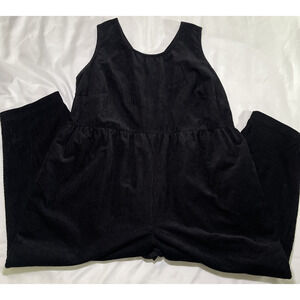 Lucy & Yak Corduroy Overalls Jumpsuit Women Size 18 Black Organic Cotton Relaxed